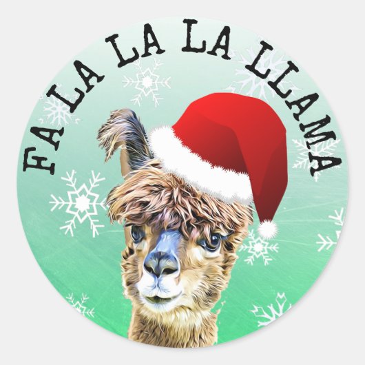 Fa La La Llama Funny Alpaca Runder Aufkleber (Vorderseite)