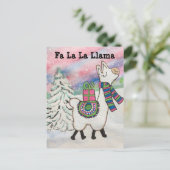 Fa La La Llama Whimsical Weihnachten Postkarte (Stehend Vorderseite)