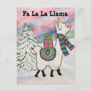 Fa La La Llama Whimsical Weihnachten Postkarte
