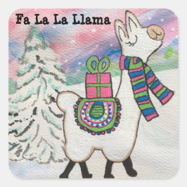 Fa La La Llama Whimsical Weihnachten Quadratischer Aufkleber