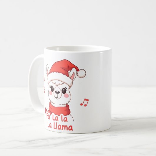 Fa La La Llama White Deh Weihnachtskaffee Tasse (Vorderseite Links)