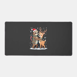 Fa La La Llama Xmas Lights Faultier Reitendes Lama Schreibtischunterlage