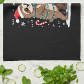 Fa La La Llama Xmas Lights Sloth Riding Llama Chri Geschirrtuch (Gefaltet)