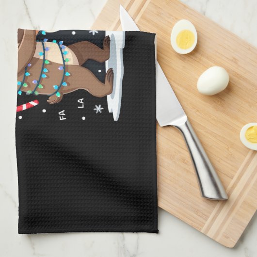 Fa La La Llama Xmas Lights Sloth Riding Llama Chri Geschirrtuch (Viertel Falte)