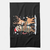 Fa La La Llama Xmas Lights Sloth Riding Llama Chri Geschirrtuch (Vertikal)