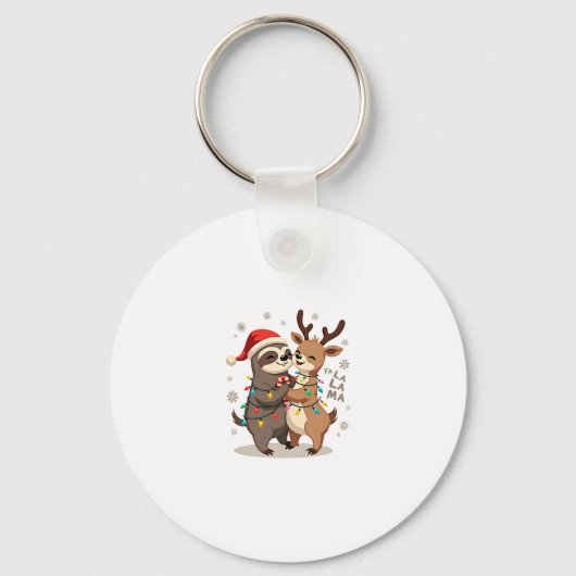Fa La La Llama Xmas Lights Sloth Riding Llama Chri Schlüsselanhänger (Vorderseite)