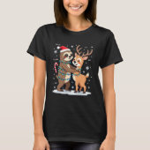 Fa La La Llama Xmas Lights Sloth Riding Llama Chri T-Shirt (Vorderseite)