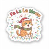 Fa La La Meow Funny Christmas Singing Cat Sticker (Vorderseite)