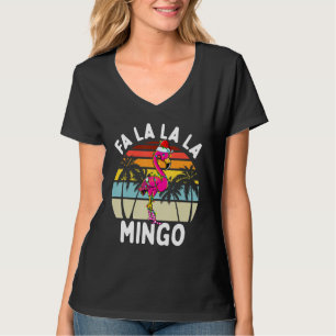 Fa La La Mingo Christmas Flamingo Palm Tree Tro T-Shirt
