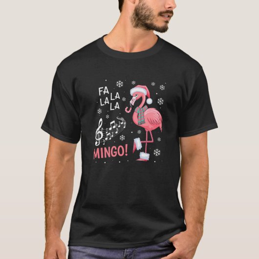 Fa La La Mingo Flamingo Candy Cane Christmas Premi T-Shirt (Vorderseite)