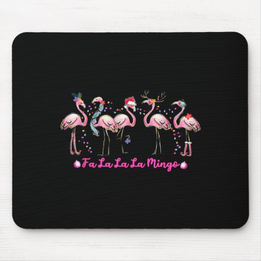 Fa La La Mingo Flamingo Christmas Tree Lights Troc Mousepad (Vorne)