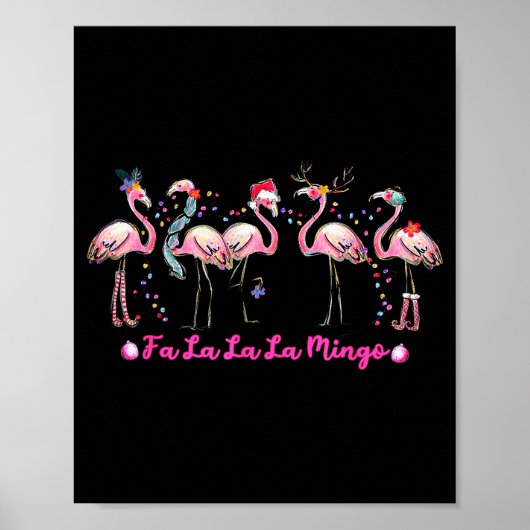 Fa La La Mingo Flamingo Christmas Tree Lights Troc Poster (Vorne)