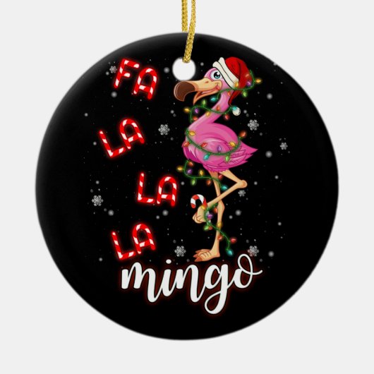 Fa La La Mingo Flamingo für Weihnachten Pajama Keramik Ornament (Vorne)