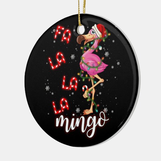 Fa La La Mingo Flamingo für Weihnachten Pajama Keramik Ornament (Links)