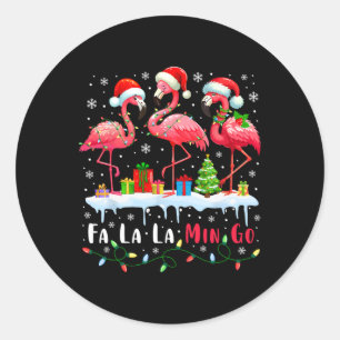 Fa La La Mingo Flamingo Weihnachten Tropisches Xma Runder Aufkleber