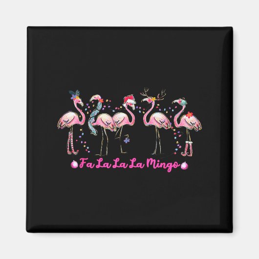 Fa La La Mingo Flamingo Weihnachtsbaumlichter Troc Magnet (Vorne)