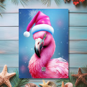 Fa La La Mingo Pink Flamingo Beach Weihnachten Karte