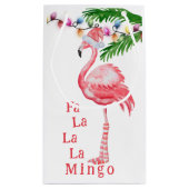 Fa La La Mingo Pink Flamingo Beach Weihnachten Kleine Geschenktüte (Rückseite)