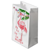 Fa La La Mingo Pink Flamingo Beach Weihnachten Kleine Geschenktüte (Rückseite Schrägansicht)