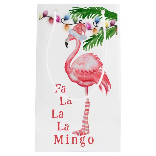 Fa La La Mingo Pink Flamingo Beach Weihnachten Kleine Geschenktüte (Vorderseite)