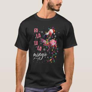Fa la la Mingo Süße Rosa Flamingo Weihnachtsmannmü T-Shirt