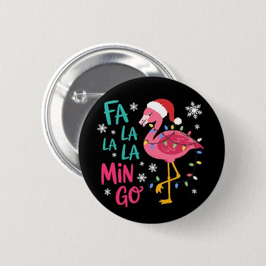 Fa La La Mingo Weihnachten Flamingo Pink Lover Button (Vorne & Hinten)