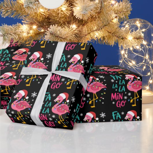 Fa La La Mingo Weihnachten Flamingo Pink Lover Geschenkpapier (Feiertage)
