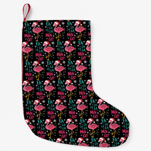 Fa La La Mingo Weihnachten Flamingo Pink Lover Kleiner Weihnachtsstrumpf (Vorderseite)