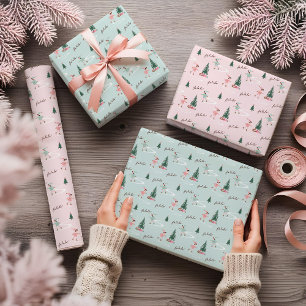 Fa La La Niedliches Rosa-Elfen-Eislaufen-Feminin-V Geschenkpapier Set