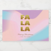 Fa La La | Pastell Pink Gradient & Gold Weihnachte Alkoholflaschenetikett (Einzelnes Label)