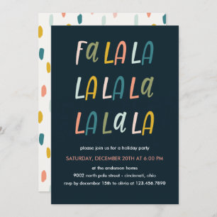 Fa la la Pastellfarbe Weihnachts-Party Einladung