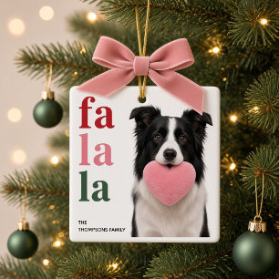 Fa La La Personalisierter Hunde-Foto-Weihnachten Keramikornament