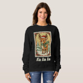 Fa La La Rentier Weihnachtspoststempel Sweatshirt (Vorne ganz)