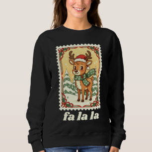 Fa La La Rentier Weihnachtspoststempel Sweatshirt