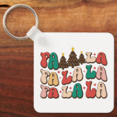 Fa la la Retro Groovy Weihnachtsfeiertage Schlüsselanhänger (Vorderseite)