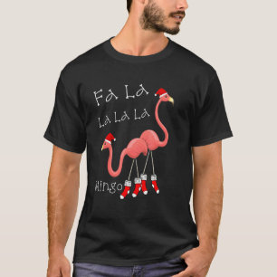 Fa La La Rosa Flamingo Weihnachten Santa Hut Fröhl T-Shirt