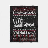 Fa La La Valhalla Viking Ship Christmas Xmas Ugly  Fleecedecke (Vorderseite)