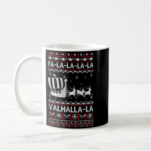 Fa La La Valhalla Viking Ship Christmas Xmas Ugly Kaffeetasse (Links)