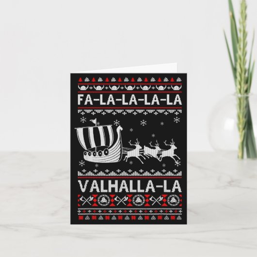 Fa La La Valhalla Viking Ship Christmas Xmas Ugly Karte (Vorderseite)