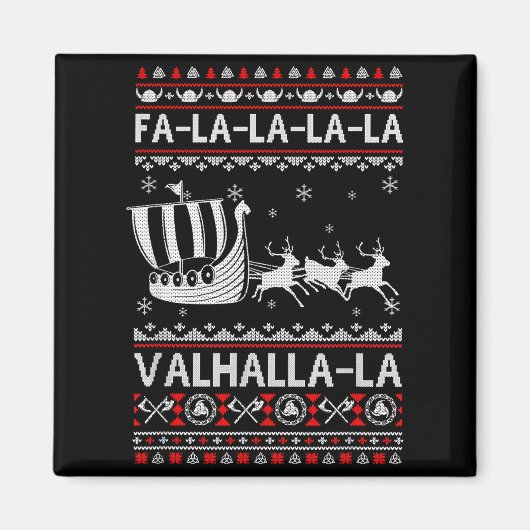 Fa La La Walhalla Wikinger-Schiff Weihnachten Xmas Magnet (Vorne)