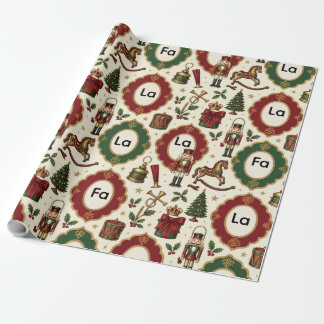 Fa La La Weihnachtsbaum Kranz Nussknacker Geschenk Geschenkpapier