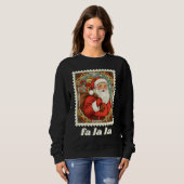 Fa La La Weihnachtsmann Weihnachtspostwertzeichen Sweatshirt (Vorne ganz)