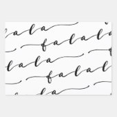 FA LA LA White & Black Calligraphy Christmas Carol Geschenkpapier Set (Vorderseite 2)