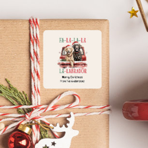 FA LA LABRADOR DOG CHRISTMAS MURRY QUADRATISCHER AUFKLEBER