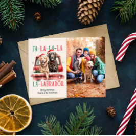 FA LA LABRADOR DOG RED TRUCK MURRY CHRISTMAS FEIERTAGSPOSTKARTE