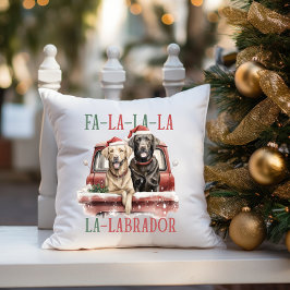 FA LA LABRADOR DOG RED TRUCK MURRY CHRISTMAS KISSEN
