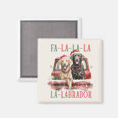 FA LA LABRADOR DOG RED TRUCK MURRY CHRISTMAS MAGNET (Vorderseite/Rückseite)