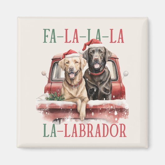 FA LA LABRADOR DOG RED TRUCK MURRY CHRISTMAS MAGNET (Vorne)