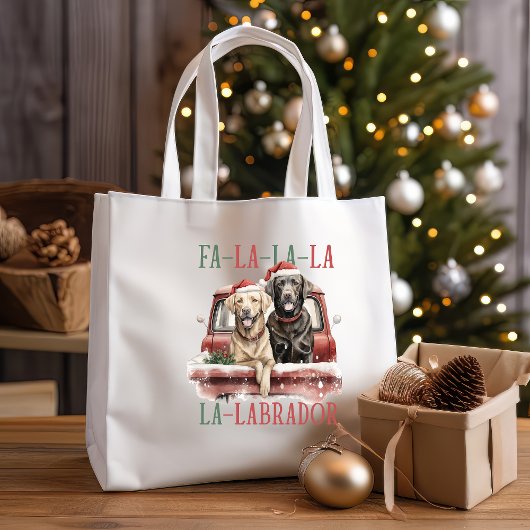 FA LA LABRADOR DOG RED TRUCK MURRY CHRISTMAS TRAGETASCHE
