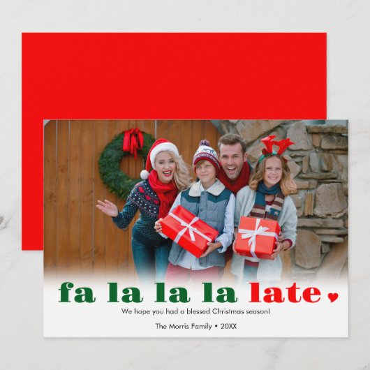 Fa la late Missed Christmas Holiday Card Feiertagskarte (Vorne/Hinten)